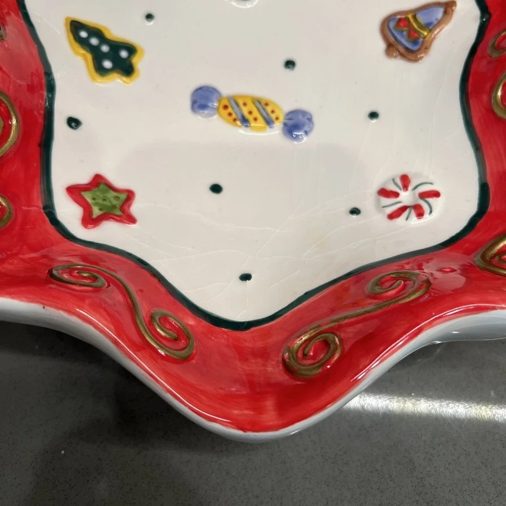 Noble Excellence Christmas Puppy Bowl Candy Dish Embossed 9x10 3D 2